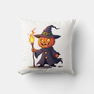 Cojín Decorativo Camiseta del Mago de Calabaza � Hechicero Mágico d