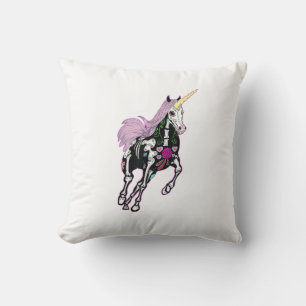 Cojín Decorativo Camiseta Día De La Muerte Unicornio Calavera De Az