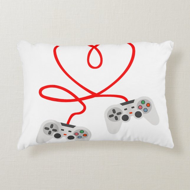 Cojín Decorativo Camiseta Día de San Valentín de videojuegos con co (Anverso)