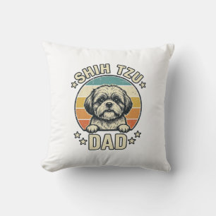 Cojín Decorativo Camiseta Diseño Vintage Shih Tzu Padre Amante Perr