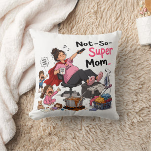 Cojín Decorativo  Camiseta Divertida Caos Mamá No Tan Súper Materni