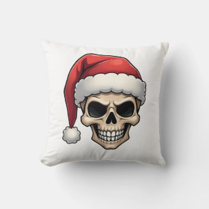 Cojín Decorativo Camiseta divertida de cráneo de Navidad Santa XMES