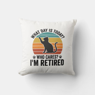 Cojín Decorativo Camiseta divertida de gato jubilado vintage atarde