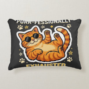 Cojín Decorativo Camiseta Divertida de Gato Perezoso Exhausto Profe