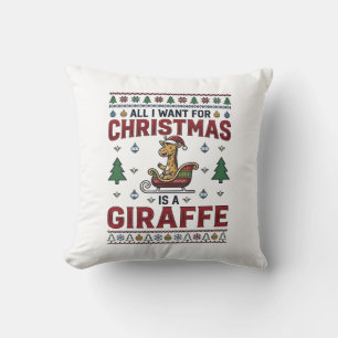 Cojín Decorativo Camiseta divertida de Navidad Jirafa Trineo Fiesta