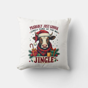 Cojín Decorativo Camiseta divertida de Navidad vintage de vaca de l