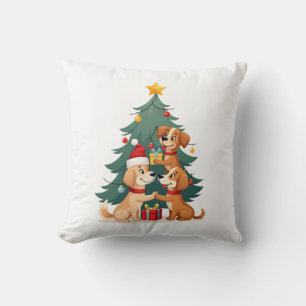 Cojín Decorativo Camiseta divertida de perro de Navidad árbol perri