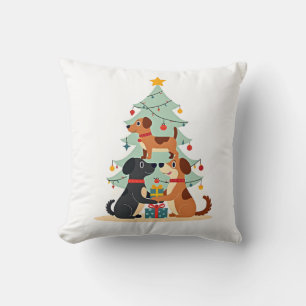 Cojín Decorativo Camiseta divertida de perro de Navidad para hombre