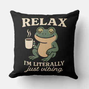 Cojín Decorativo Camiseta divertida de rana retro con estética meme