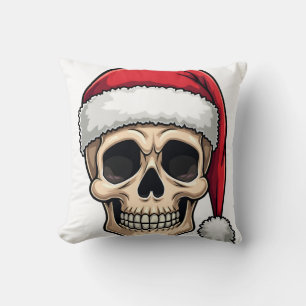 Cojín Decorativo Camiseta divertida de Santa Cráneo de Navidad XMES