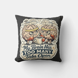 Cojín Decorativo Camiseta Divertida Mi Cerebro Tiene Demasiadas Pes