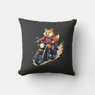 Cojín Decorativo Camiseta Divertida, Shiba Inu, Motocicleta, Perro,