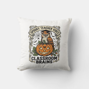 Cojín Decorativo Camiseta escolar vintage de calabaza búho para mae