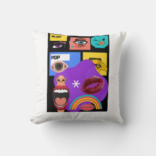 Cojín Decorativo Camiseta Explosión de Arte Pop en Negrita Estilo