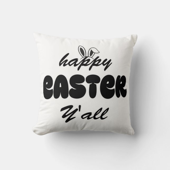 Cojín Decorativo Camiseta feliz de Pascua (Anverso)