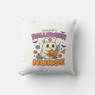 Cojín Decorativo Camiseta Feliz Halloween Enfermera Médica Espeluz