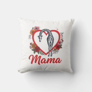 Cojín Decorativo Camiseta Floral Corazón Mamá Jirafa Vintage Diseño