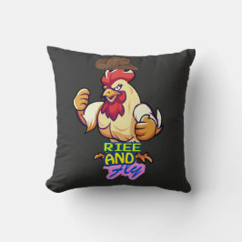 Cojín Decorativo Camiseta "Gallo Divertido: Levántate y Vuela”