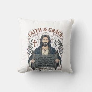Cojín Decorativo Camiseta Gráfica Cristiana Vintage de Punto de Cru
