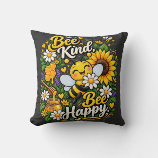 Cojín Decorativo Camiseta Gráfica de Abeja Amable Feliz Amante de A