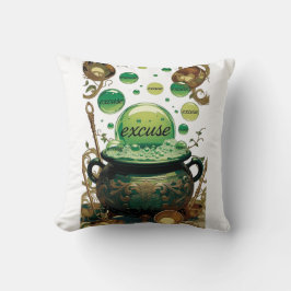 Cojín Decorativo Camiseta Gráfica de Caldero de Excusas Esmeralda