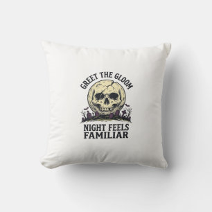 Cojín Decorativo Camiseta gráfica de cráneo de luna espeluznante de