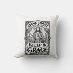 Cojín Decorativo Camiseta gráfica de Jesús amante del té cristiano