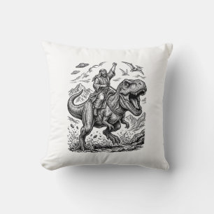 Cojín Decorativo Camiseta gráfica de jinete de dinosaurio con graba