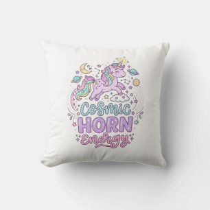 Cojín Decorativo Camiseta gráfica de Unicornio Energía de Cuerno Có
