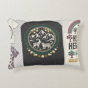 Cojín Decorativo Camiseta gráfica del patrimonio de Hunza   Gilgit-