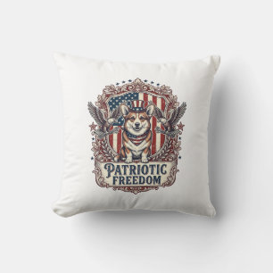 Cojín Decorativo Camiseta gráfica vectorial corgi patriota_1