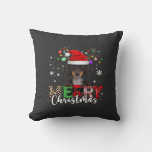 Cojín Decorativo Camiseta grande de perro salchicha Santa Feliz Nav