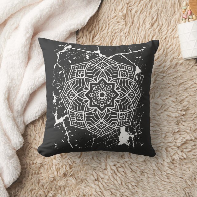 Cojín Decorativo Camiseta gris Grunge Mandalas (Manta)