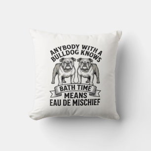 Cojín Decorativo Camiseta Humor Bulldog Cita Divertida Baño Perro D