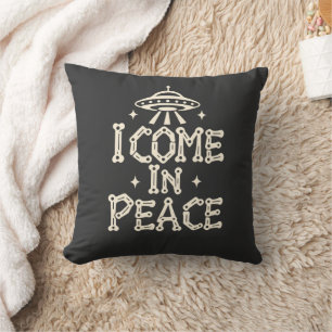 Cojín Decorativo Camiseta I Come In Peace UFO Space Bones