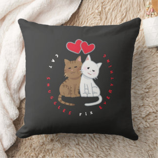 Cojín Decorativo Camiseta Ilustrada de Amor y Abrazo de Gato Adorab