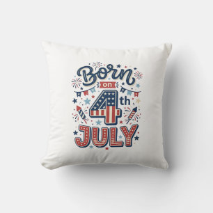 Cojín Decorativo Camiseta infantil patriótica Nacido el 4 de julio