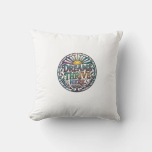 Cojín Decorativo Camiseta Inspiradora 'Los Sueños Florecen Aquí'