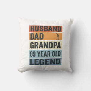 Cojín Decorativo Camiseta Leyenda de Abuelo Papá Esposo de 89 Años_