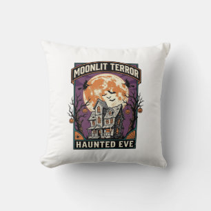 Cojín Decorativo Camiseta Luna Embrujada Grabado Vintage Halloween