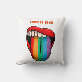 Cojín Decorativo Camiseta masculina Pride "Love Is Love" con labios