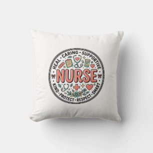Cojín Decorativo Camiseta Médica Floral de Agradecimiento a Enferme