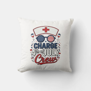 Cojín Decorativo Camiseta Médica Patriótica Tripulación de Enfermer