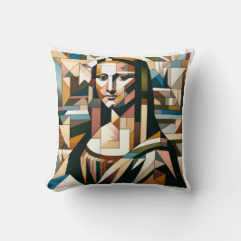 Cojín Decorativo Camiseta moderna de Mona Lisa con estilo de vidrio