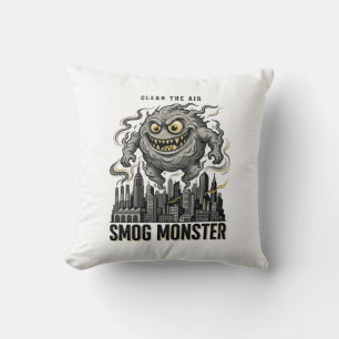 Cojín Decorativo Camiseta Monstruo de Smog Grabado Vintage Alerta E