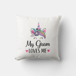 Cojín Decorativo Camiseta Niños A Mi Gram Le Gusta El Unicornio Nie