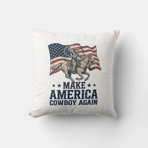 Cojín Decorativo Camiseta occidental patriótica Haz América Vaquero