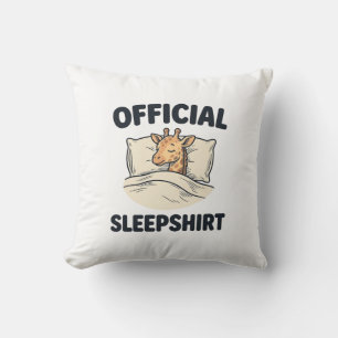 Cojín Decorativo Camiseta Oficial de Dormir Jirafa Camisa Divertida