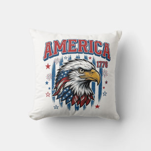 Cojín Decorativo Camiseta Patriótica Águila Vintage América 1776_