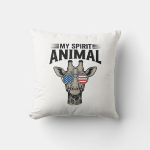 Cojín Decorativo Camiseta Patriótica Animal Espiritual Jirafa Vinta
